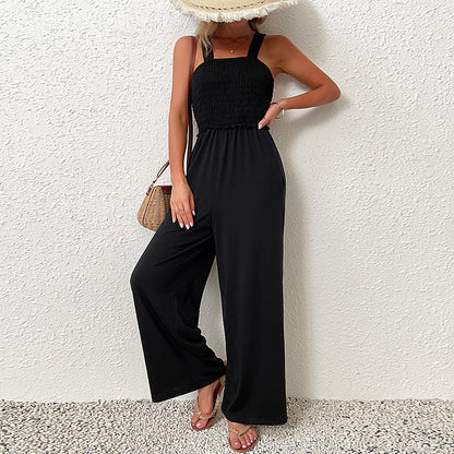 Damen Jumpsuit Elastisch Weit Bein Norvielle
