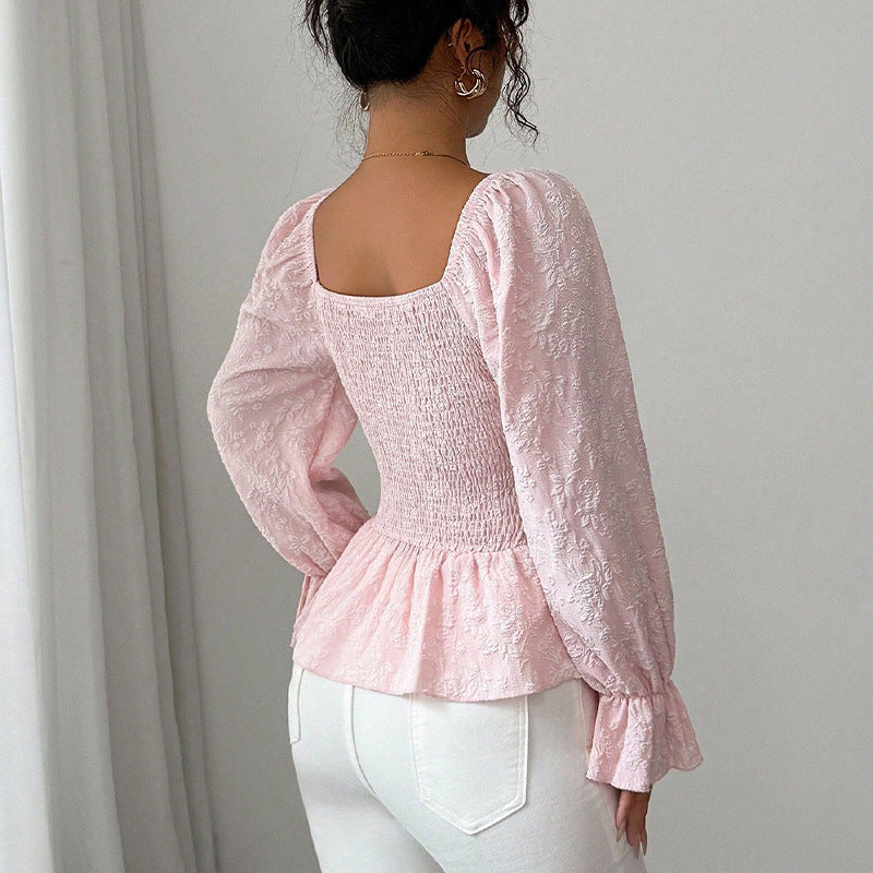Damen Bluse Rüschendetails Tailliert Norvielle