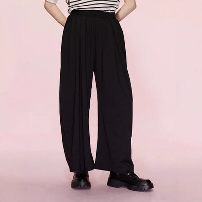 Damen Palazzo-Hose Elastischer Bund Falten