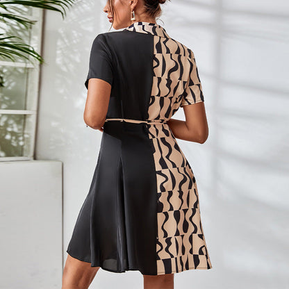 Damen Hemdkleid Grafisches Design Taillengürtel Norvielle