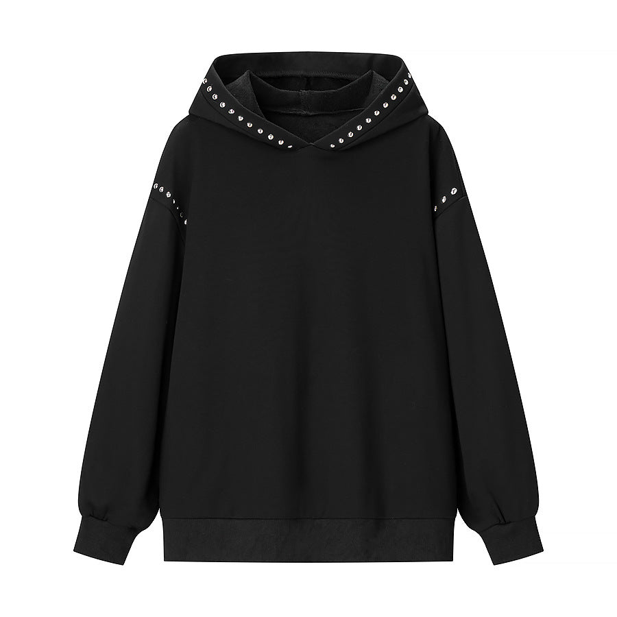 Damen Kapuzenpullover Nietenverzierungen Elegantes Design