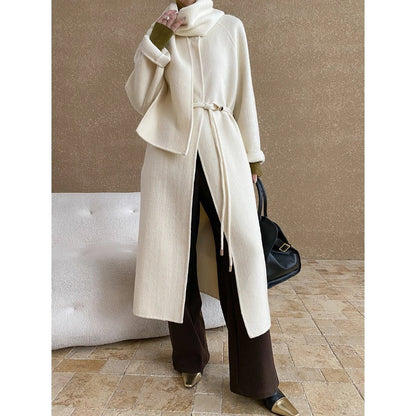 Damen Wickelmantel Eleganter Kragen Gürtel Norvielle