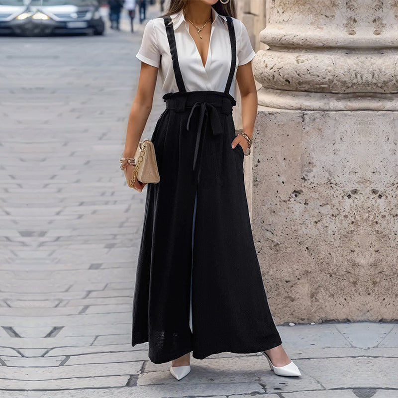 Damen Jumpsuit mit verstellbaren Trägern und Taillenband - Norvielle