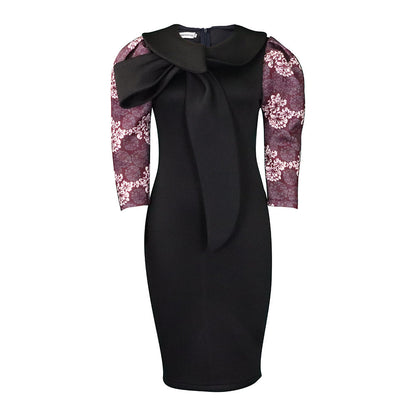 Damen Kleid mit Statement-Kragen und floralem Ärmel Norvielle