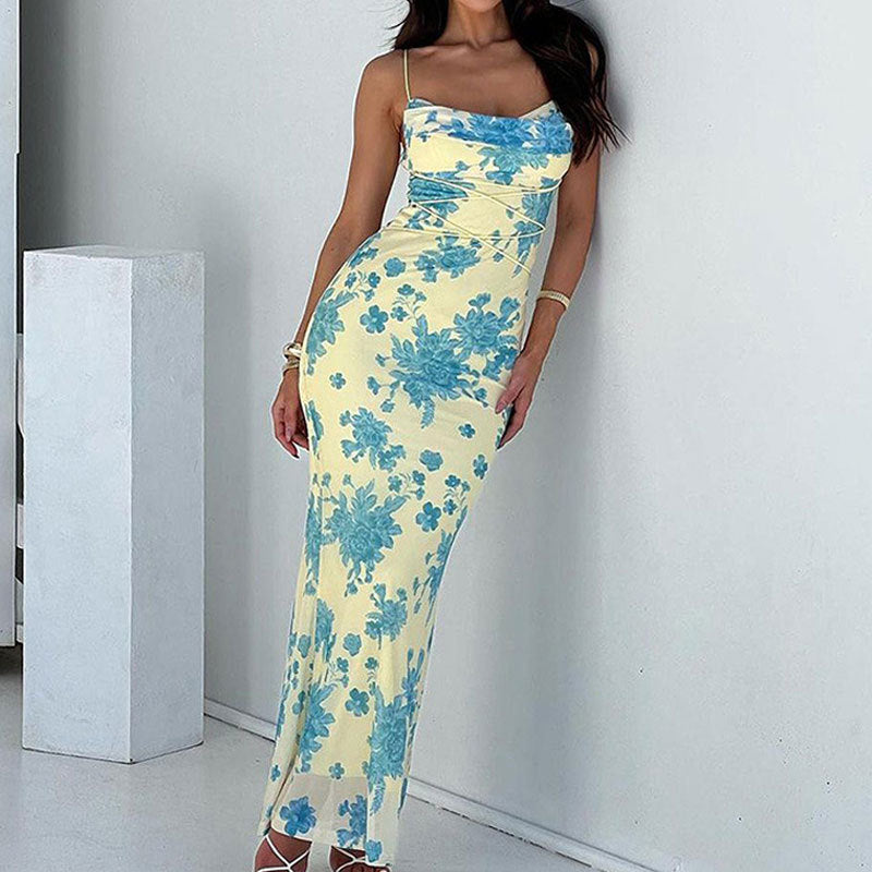 Damen Maxikleid mit Drapierung Floral Norvielle