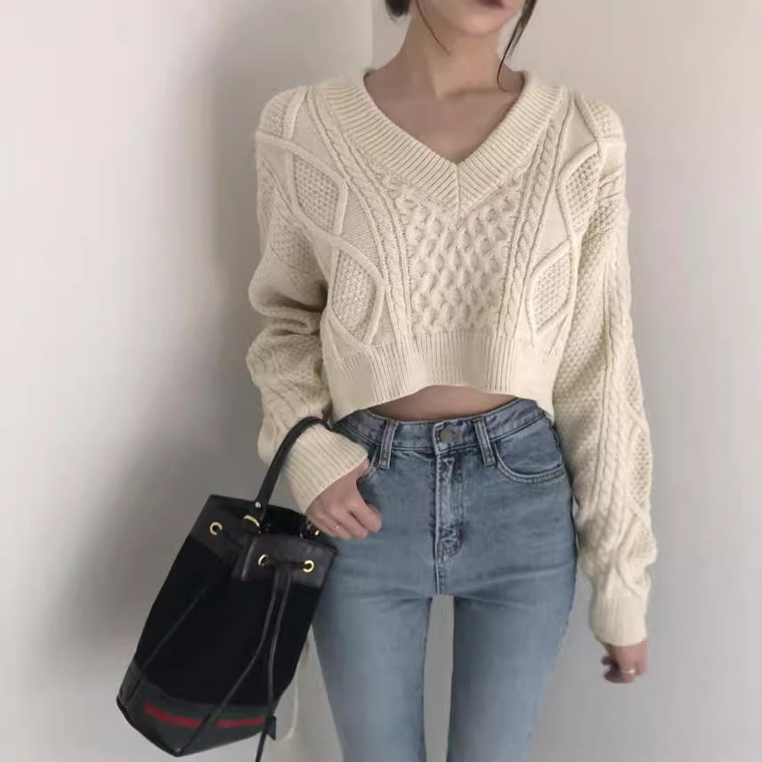 Damen Strickjacke Lang mit Taillengürtel und Zopfmuster Beige - Norvielle