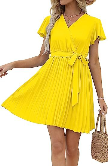 Damen Wickelkleid Plissiert Norvielle