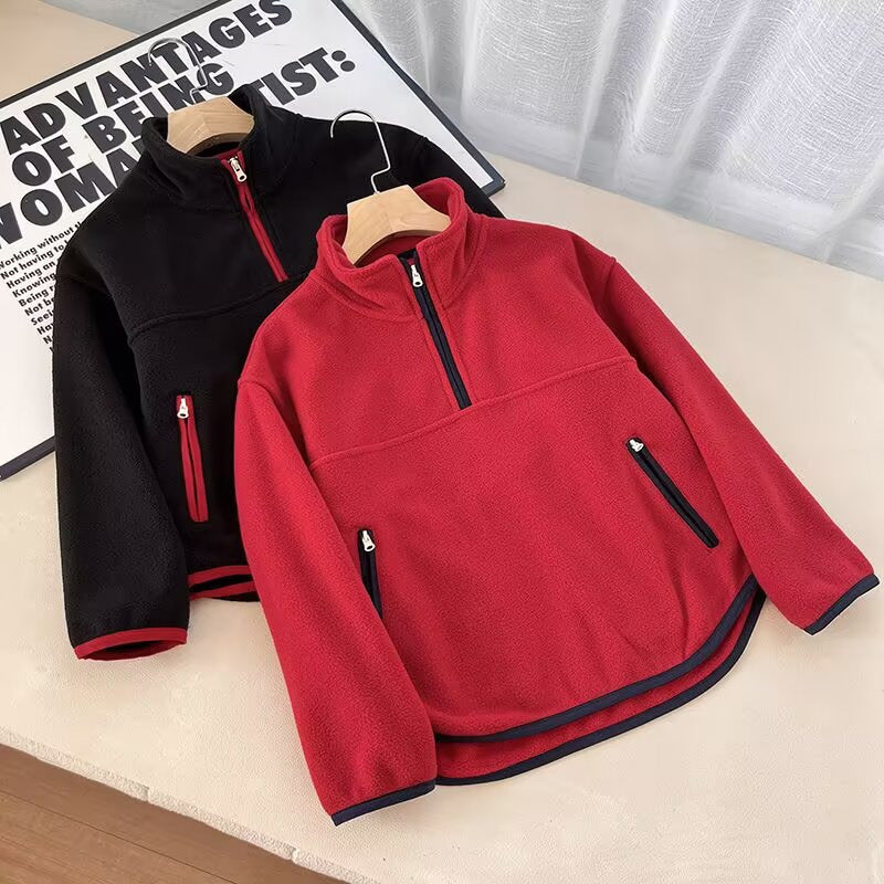 Damen Fleece-Pullover Hochkragen Reißverschlusstaschen Norvielle