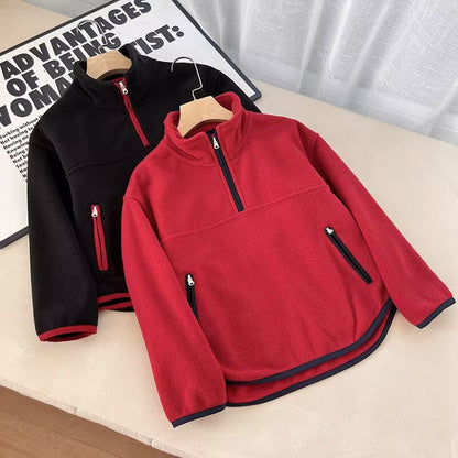 Damen Fleece-Pullover Hochkragen Reißverschlusstaschen Norvielle