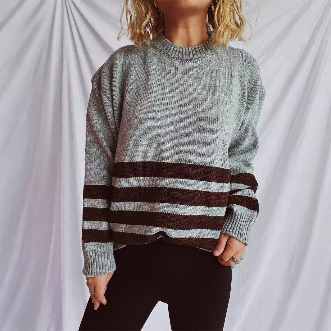 Damen Strickpullover Breites Streifenmuster Norvielle - Norvielle