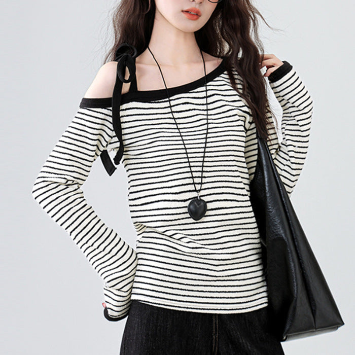 Damen Off-Shoulder Streifen Design