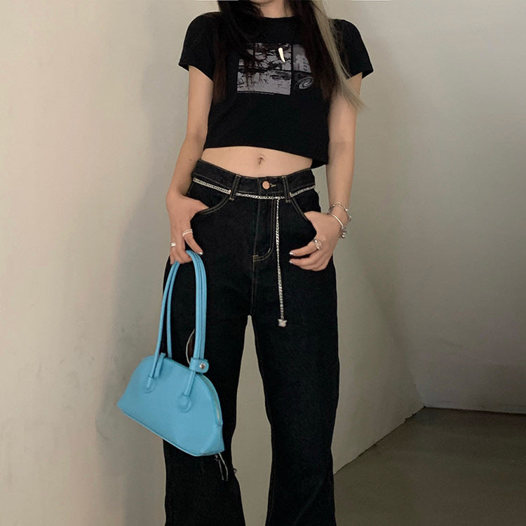 Damen Cropped T-Shirt mit Grafikdesign Norvielle