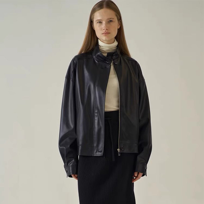 Damen Lederjacke Schwarz - Norvielle