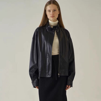 Damen Lederjacke Schwarz - Norvielle