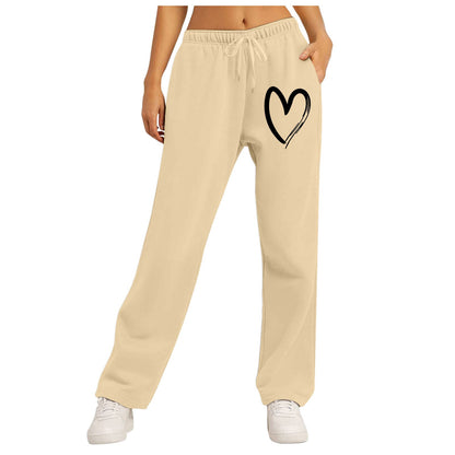 Damen Freizeithose Elastischer Bund Herzmotiv Norvielle