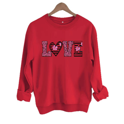 Damen Sweatshirt Leopardenherz-Design Baumwolle Komfortschnitt