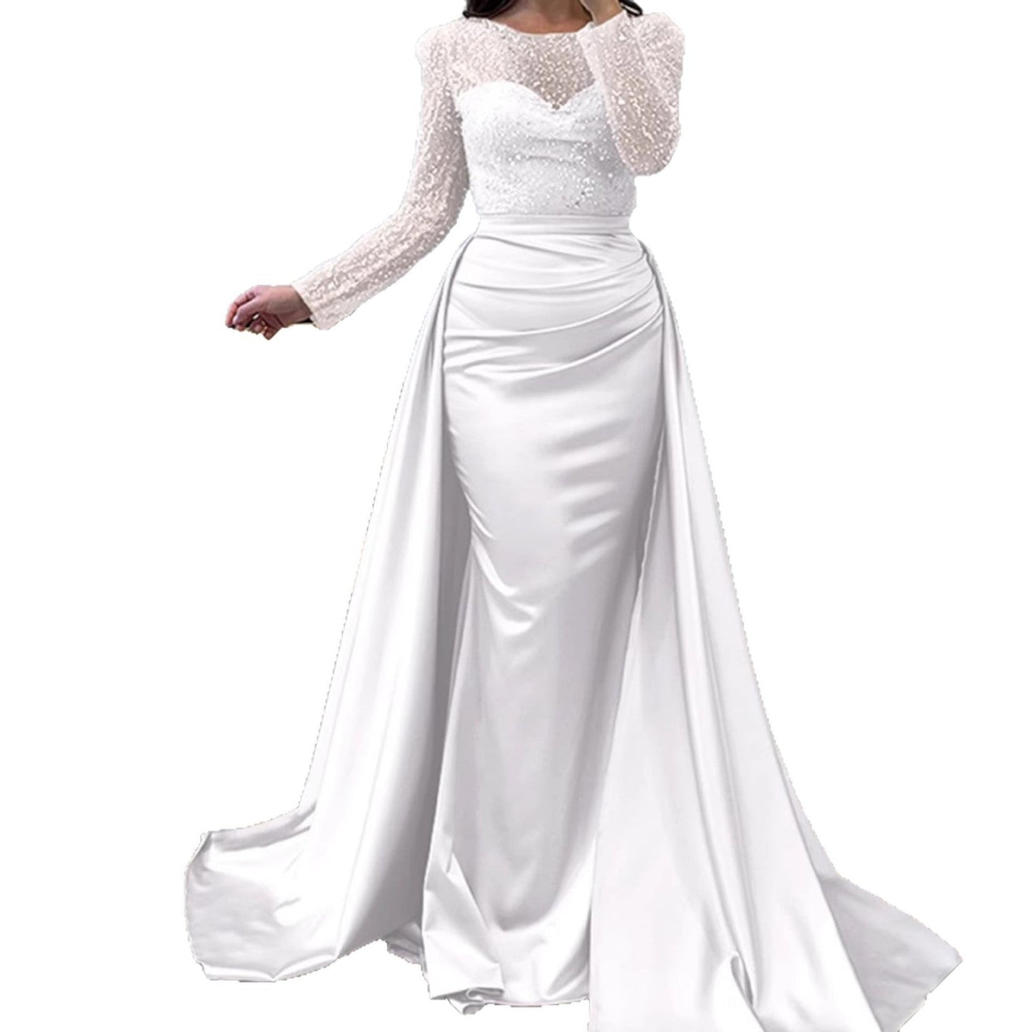 Damen Abendkleid Paillettenoberteil Satinrock Elegant