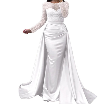 Damen Abendkleid Paillettenoberteil Satinrock Elegant