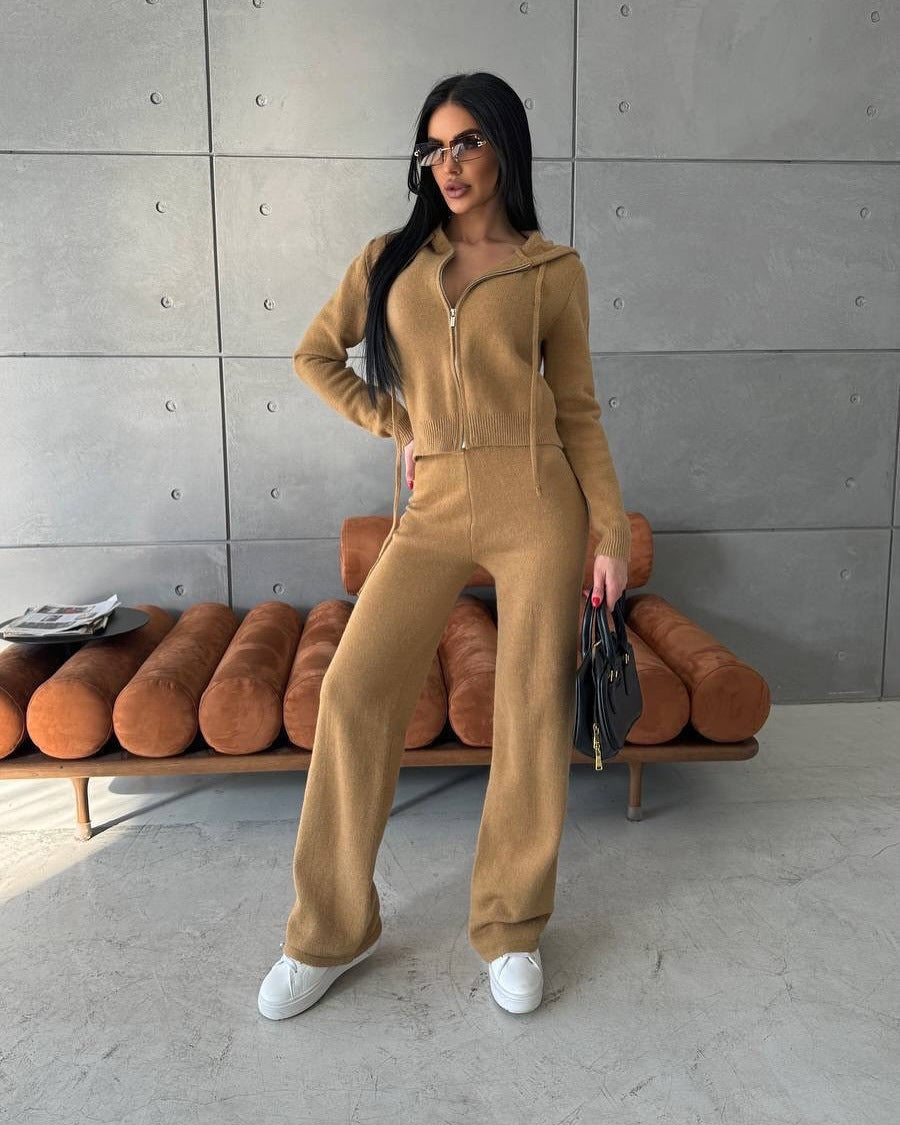 Damen Fleece-Jumpsuit Bequem Kapuze Reißverschluss Norvielle