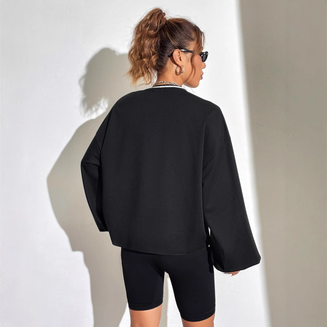 Damen Oversized Sweatshirt V-Ausschnitt Grafikprint Norvielle
