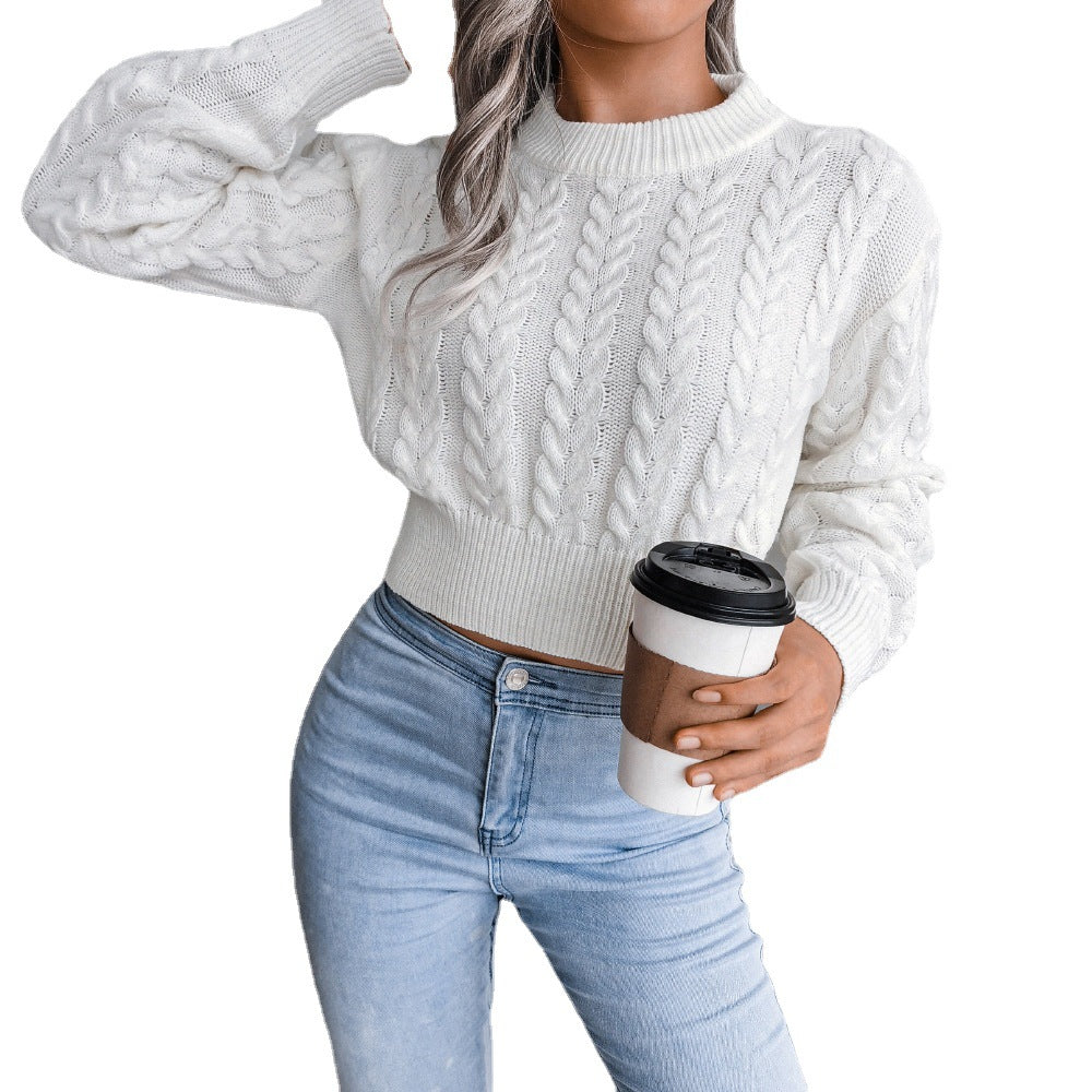 Damen Strickpullover Kuschelig Zopfmuster Tailliert Norvielle