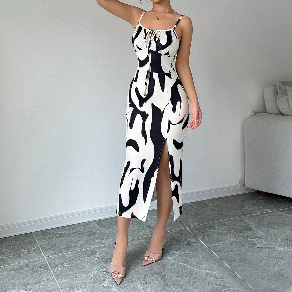 Damen Maxikleid Elegantes Drapierungsdesign Seitlicher Schlitz