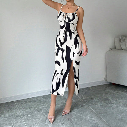 Damen Maxikleid Elegantes Drapierungsdesign Seitlicher Schlitz