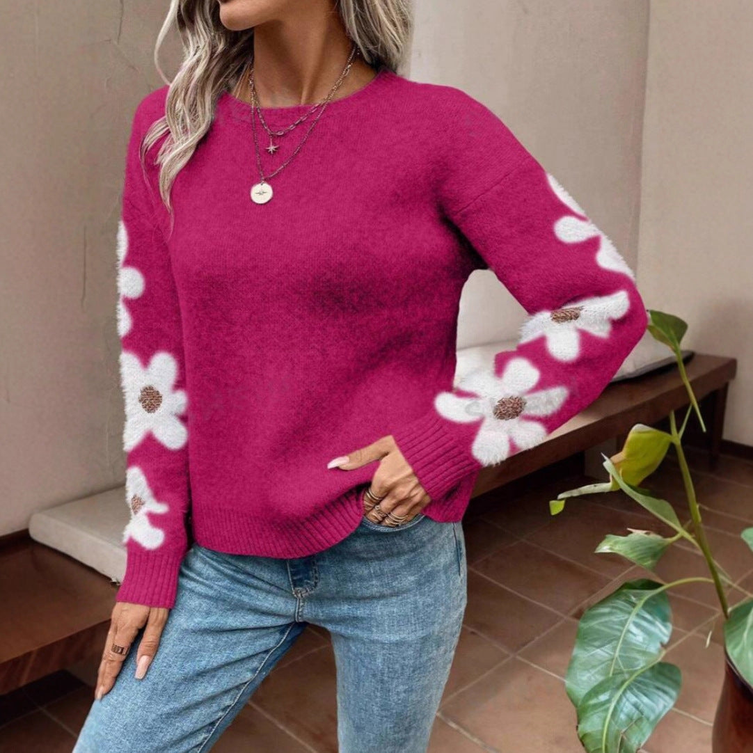 Damen Pullover Floralmuster Strukturiertes Jersey Norvielle