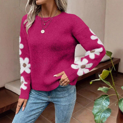 Damen Pullover Floralmuster Strukturiertes Jersey Norvielle