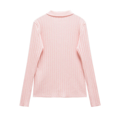 Damen Feinstrickbluse Eleganter Kragen Knopfverschluss Norvielle
