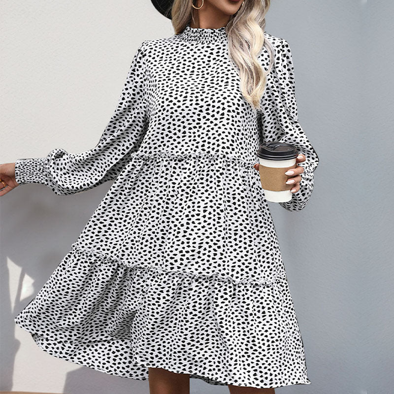 Damen Midi-Kleid mit Rüschendetails Langarm