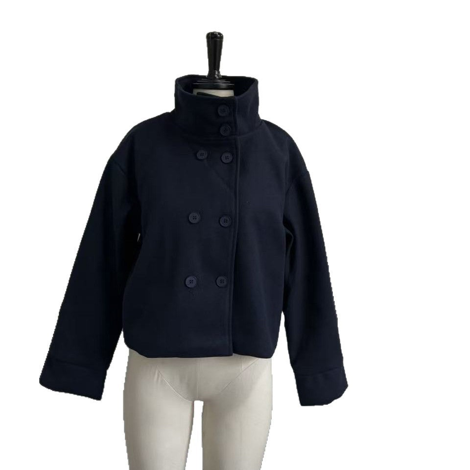 Damen Oversized Jacke Hochschließend Knopfdetails