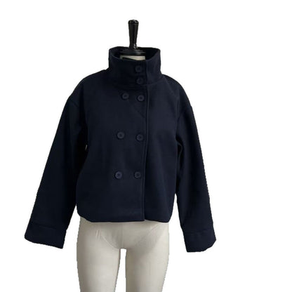 Damen Oversized Jacke Hochschließend Knopfdetails