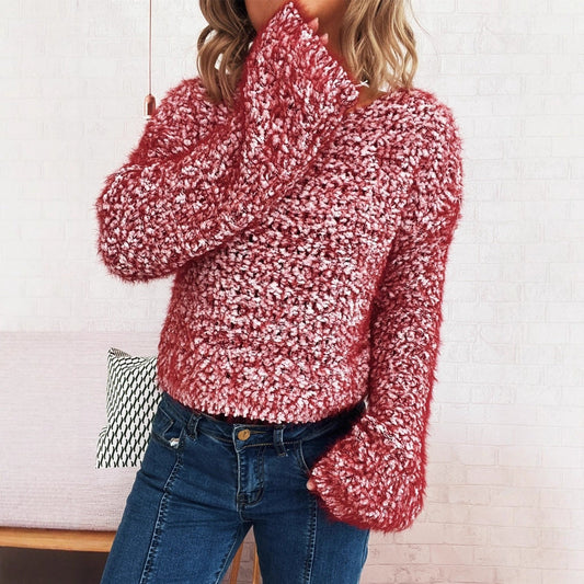 Damen Strickpullover Kuschelig Struktur Norvielle Weite Ärmel - Norvielle