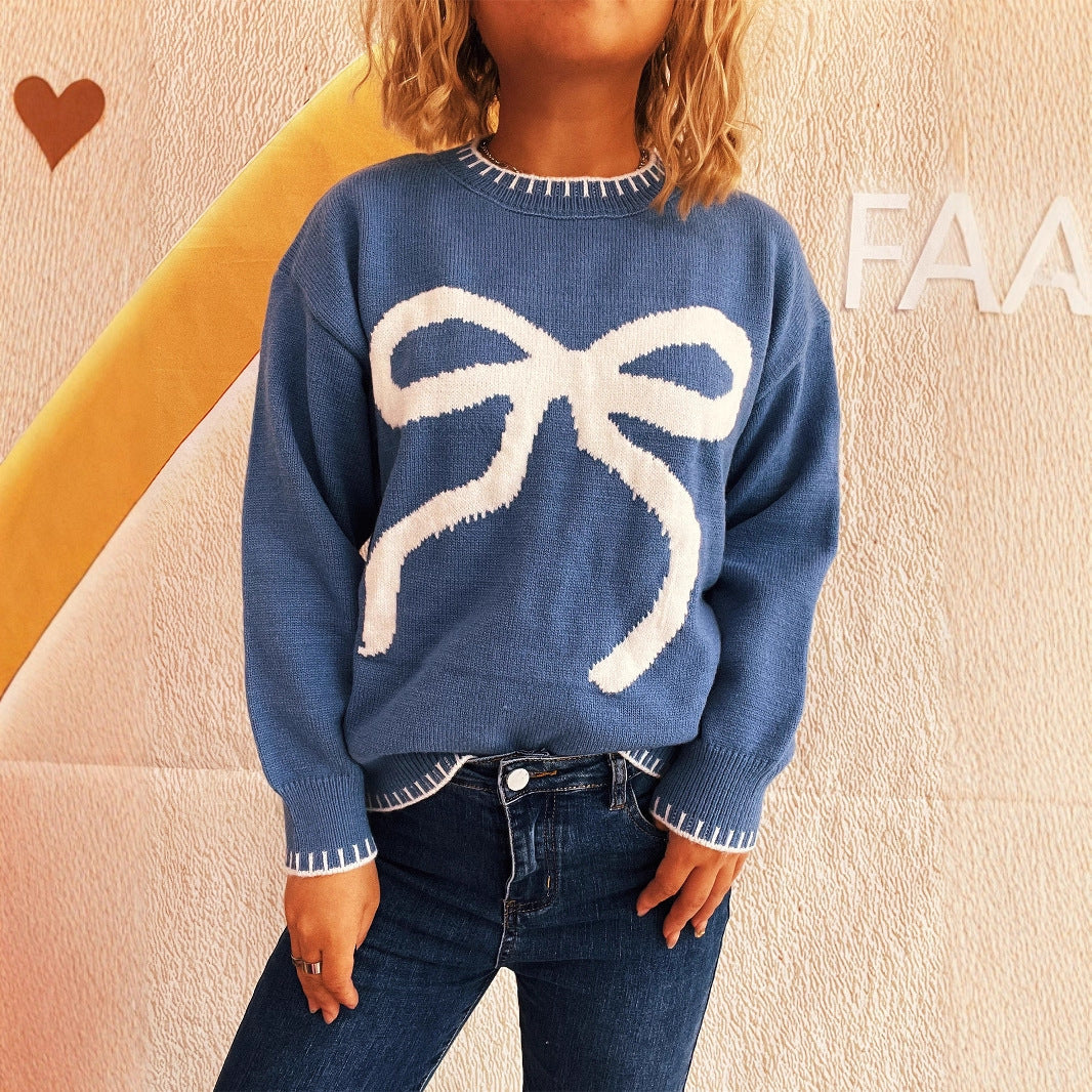 Damen Pullover Schleifenapplikation Moderner Schnitt Norvielle