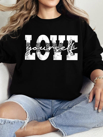 Damen Sweatshirt Lässig Mit Love Schriftzug