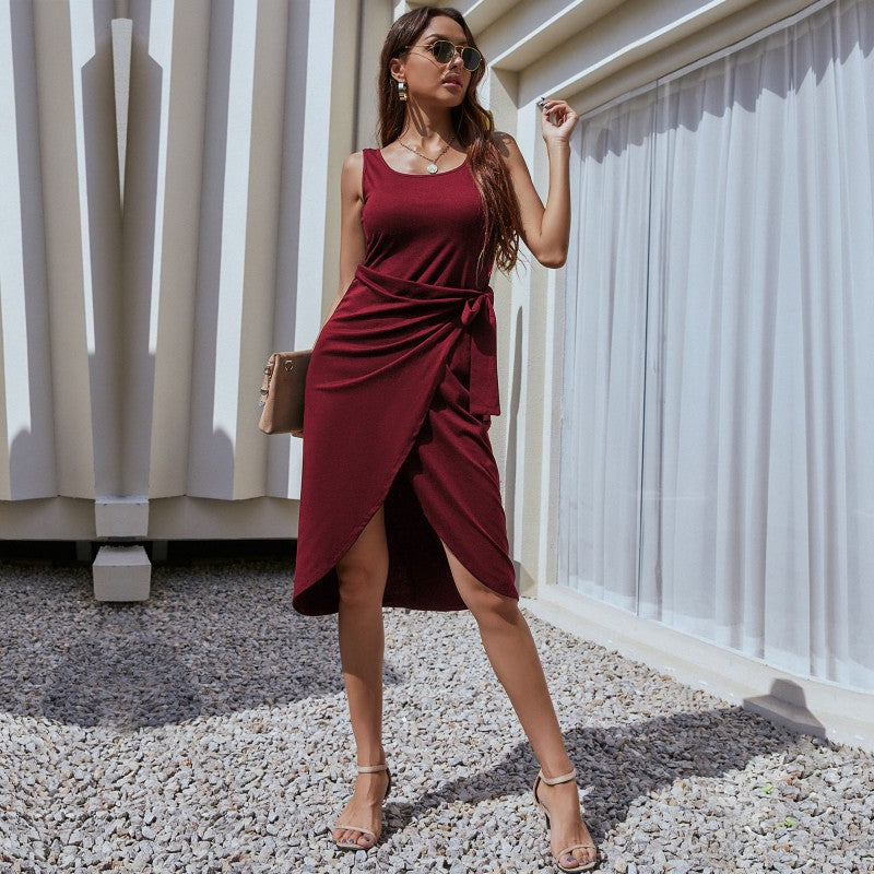 Damen Wickelkleid Eleganter Schnitt Bindegürtel Norvielle