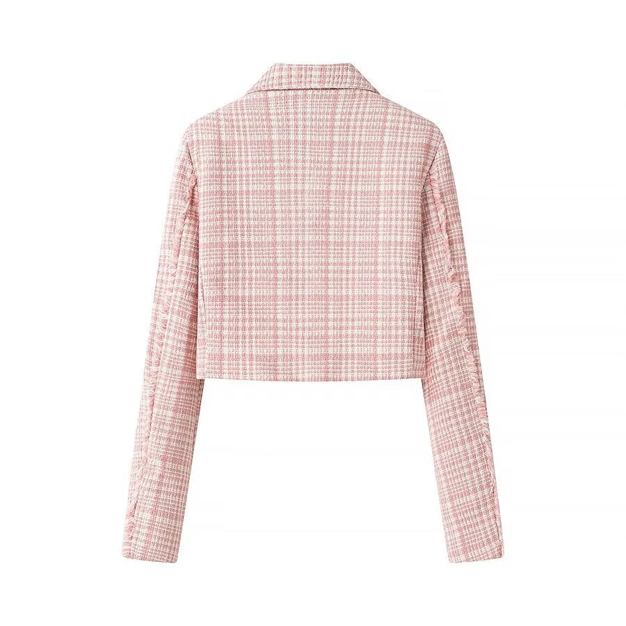 Damen Karojacke Klassisch Doppelknopf