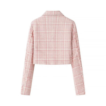 Damen Karojacke Klassisch Doppelknopf