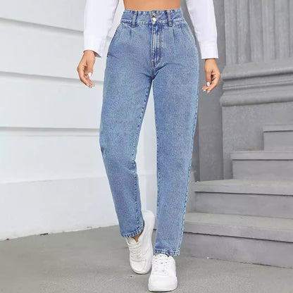 Damen High-Waist Boyfriend Jeans Klassischer Schnitt