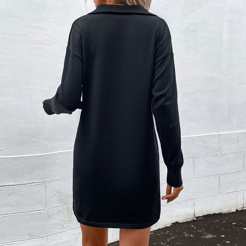 Damen Freizeitkleid Weiter Schnitt Hochkragen Norvielle