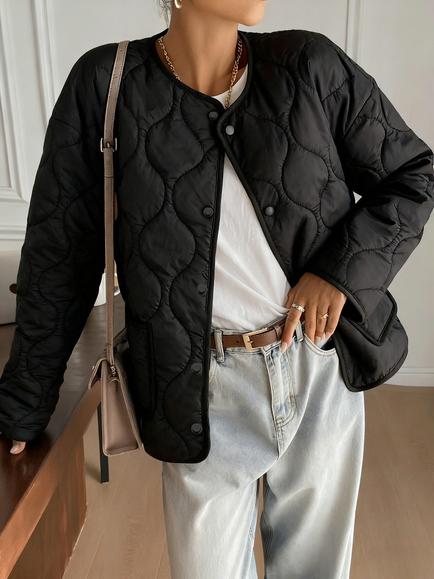 Damen Steppjacke Modern Praktische Taschen Norvielle