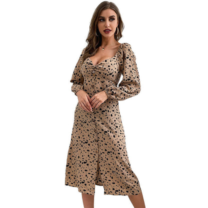 Damen Midi-Kleid Puffärmel Punkte-Design Norvielle