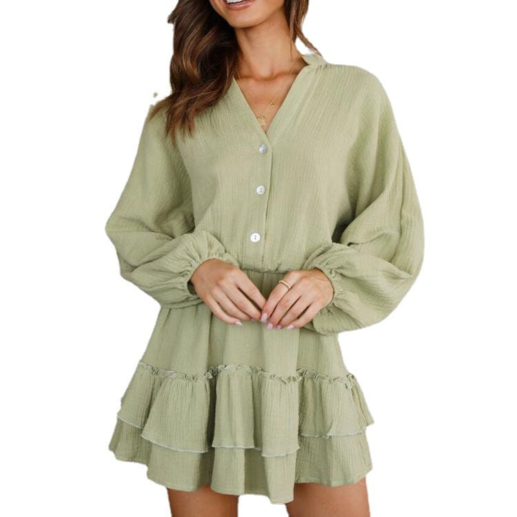 Damen Blusenkleid Rüschendetails Tailliert Norvielle