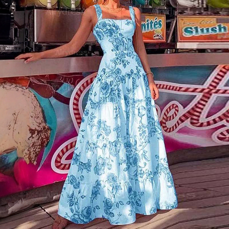 Damen Maxikleid Blumenmuster Schulterfrei Norvielle