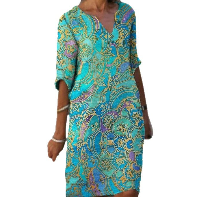 Damen Strandkleid V-Ausschnitt Lässiger Schnitt Norvielle