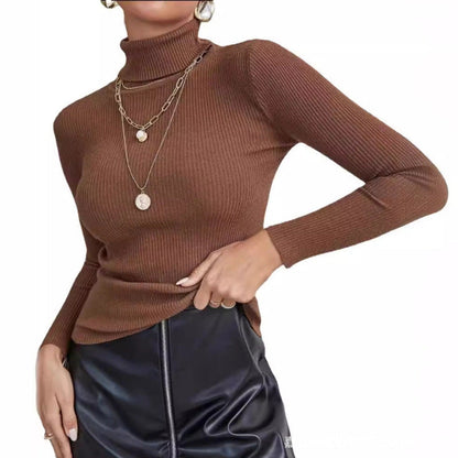 Damen Rollkragenpullover Rippstruktur Langarm Norvielle
