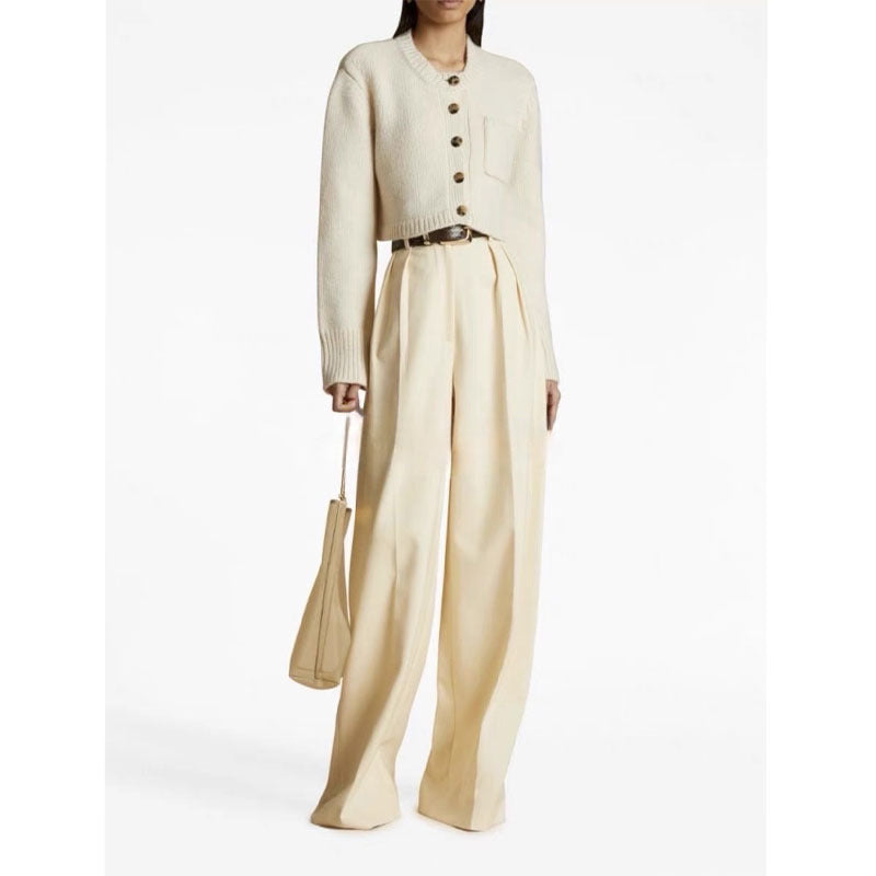 Damen Strickcardigan Kurz Knöpfe Beige - Norvielle