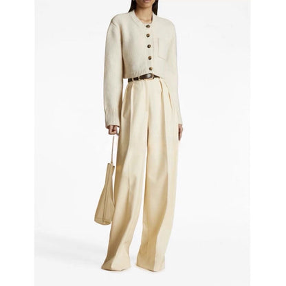 Damen Strickcardigan Kurz Knöpfe Beige - Norvielle
