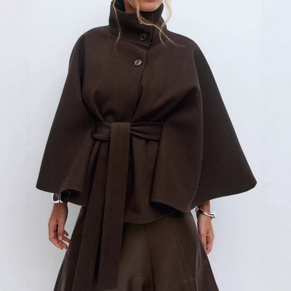 Damen Kapuzenjacke Breite Ärmel Taillengürtel Norvielle